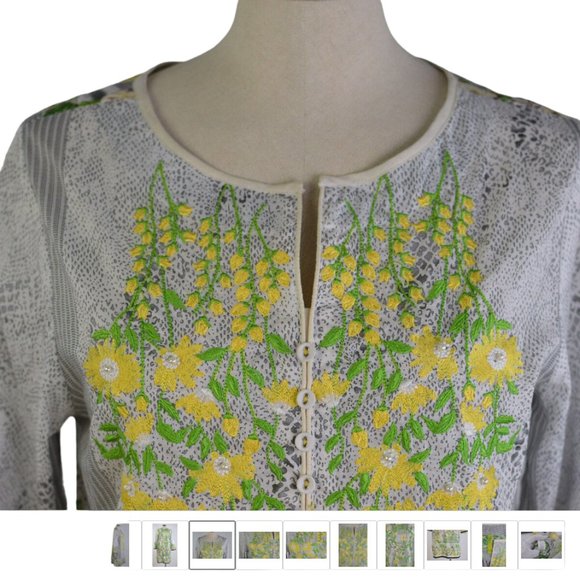 Kurta Tunic Dress Flower Embroidered Jewel Embellished Ethnic by Outfitters sz M - Picture 2 of 8